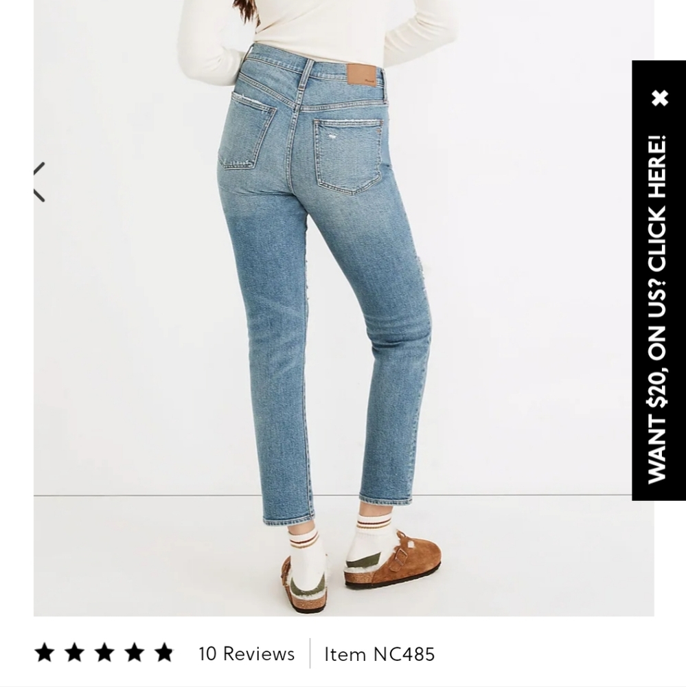 NWT Madewell The Perfect Vintage Jean -ripped knee edition